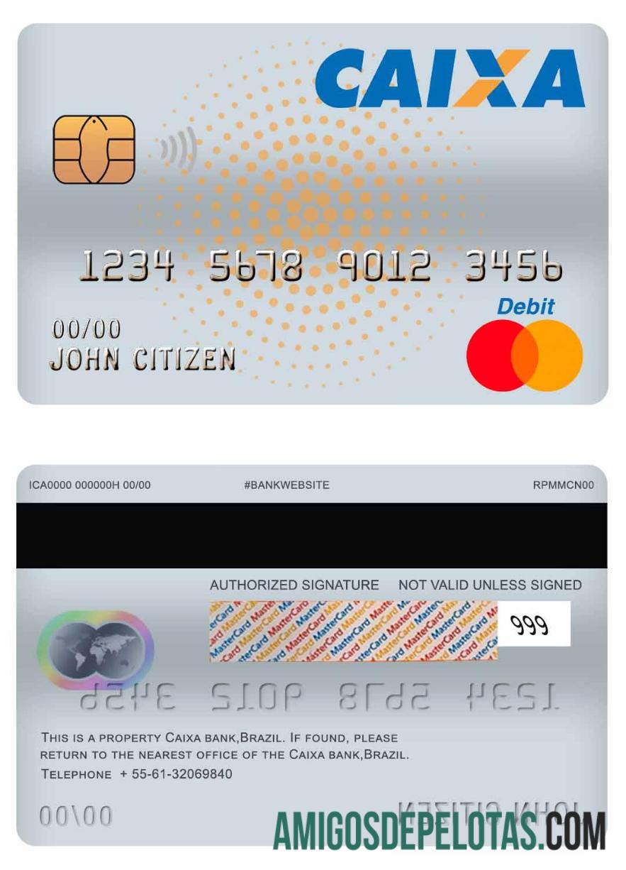 Brazil Caixa Bank Master Debit Card amostra